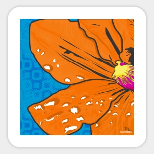 Orange and Blue Floral Pop-Art Sticker